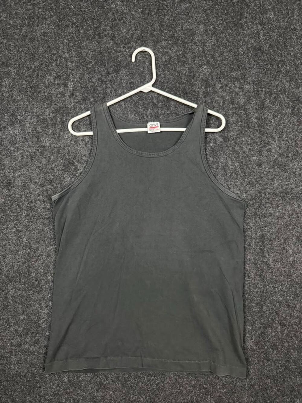 Vintage anvil black cotton sleeveless tank top made USA size large
